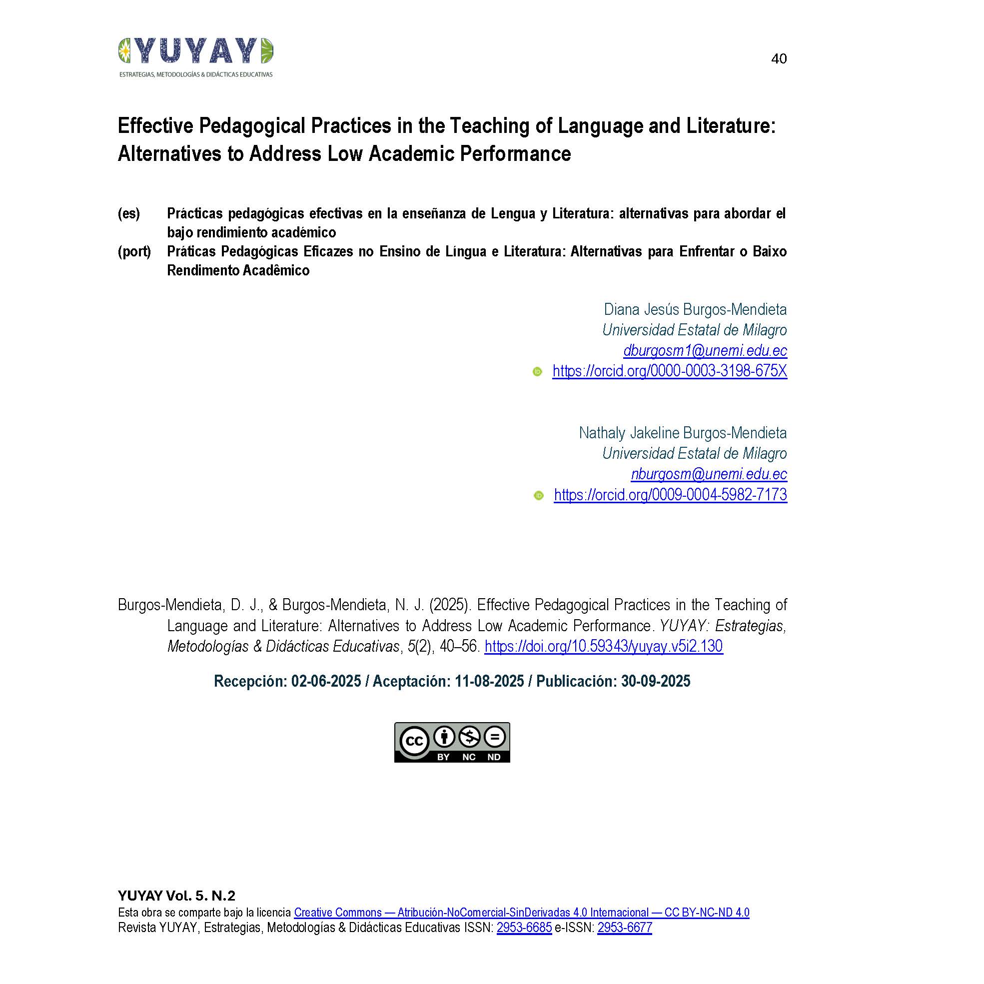 Effective Pedagogical Practices in the Teaching of Language and Literature: Alternatives to Address Low Academic Performance