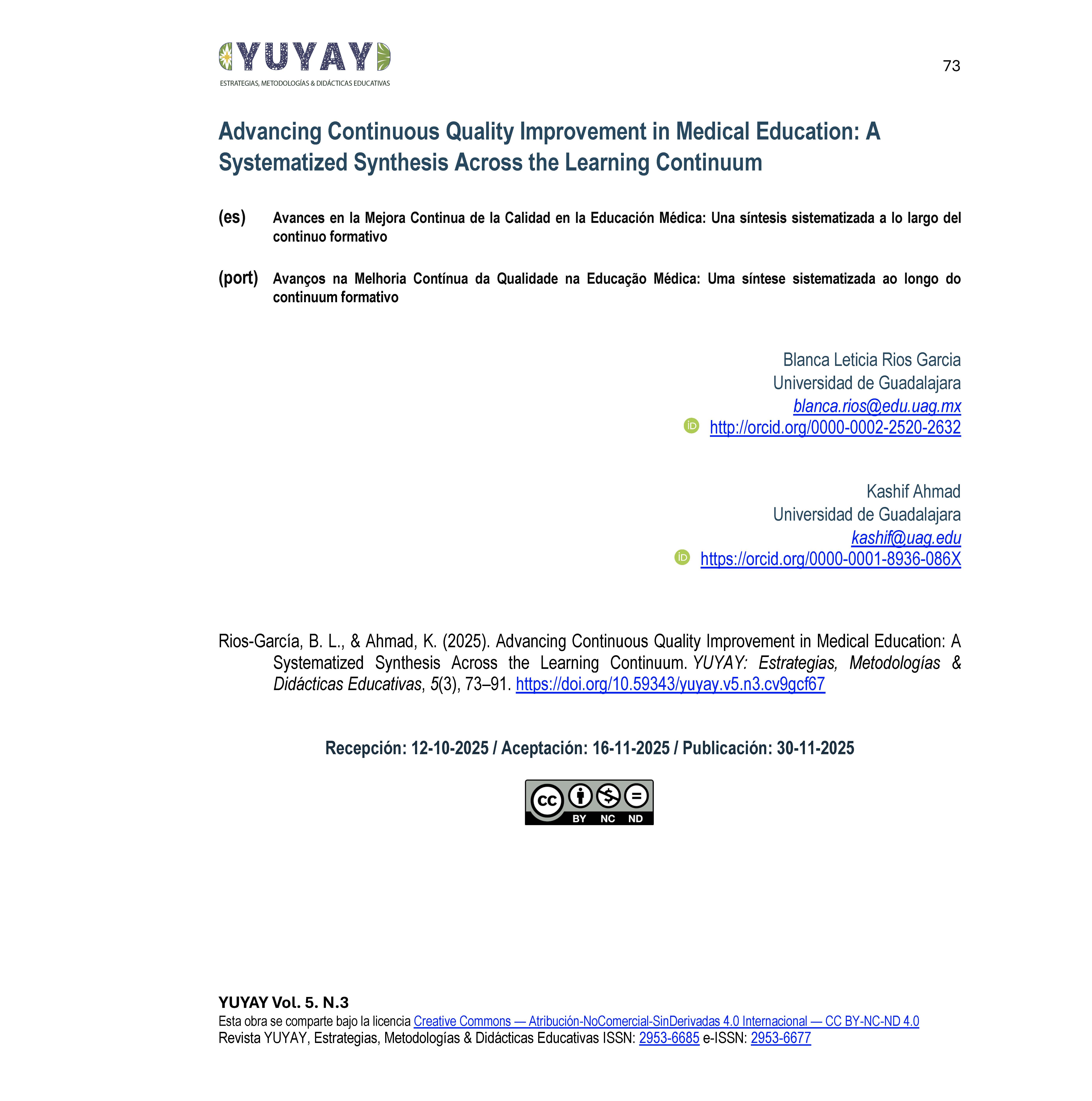 Advancing Continuous Quality Improvement in Medical Education: A Systematized Synthesis Across the Learning Continuum