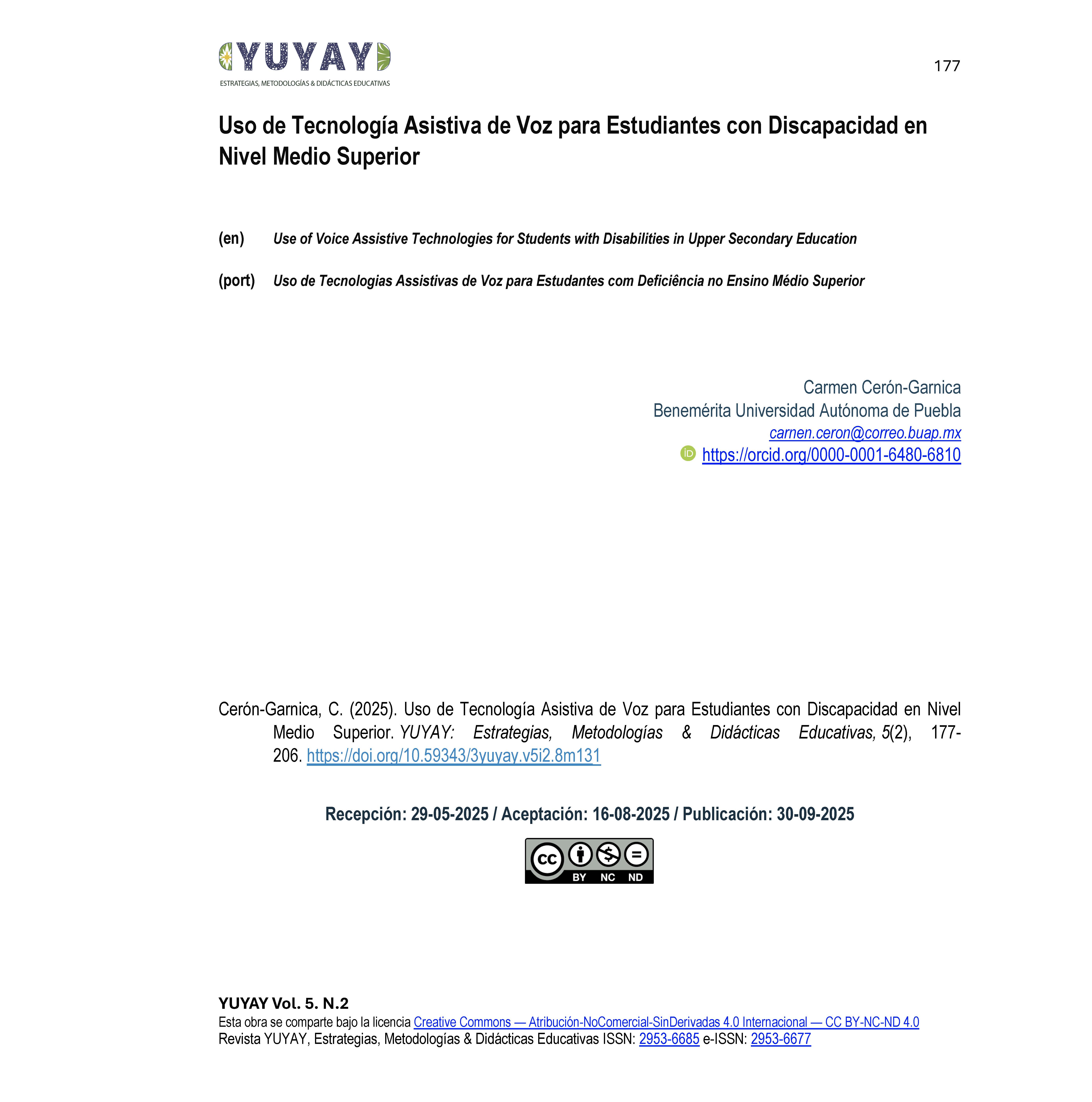 Uso de Tecnología Asistiva de Voz para Estudiantes con Discapacidad en Nivel Medio Superior