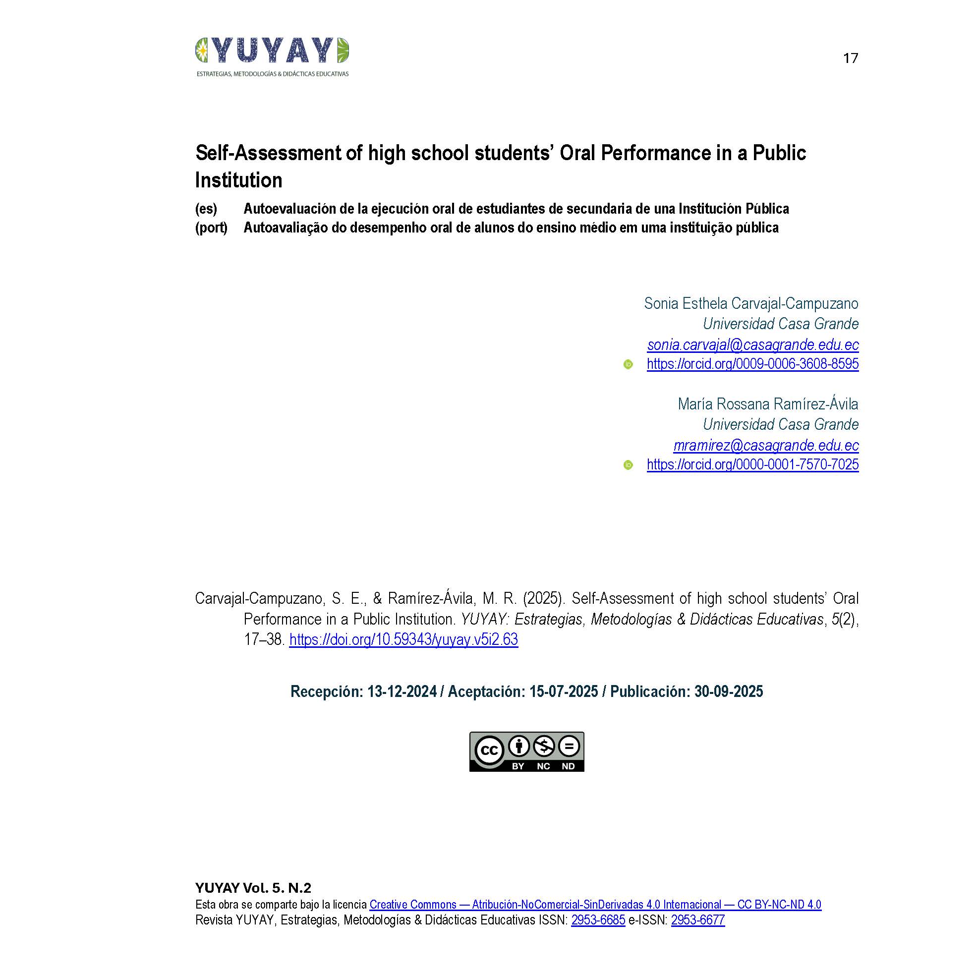 Self-assessment, speaking, English as a Foreign Language, action research 